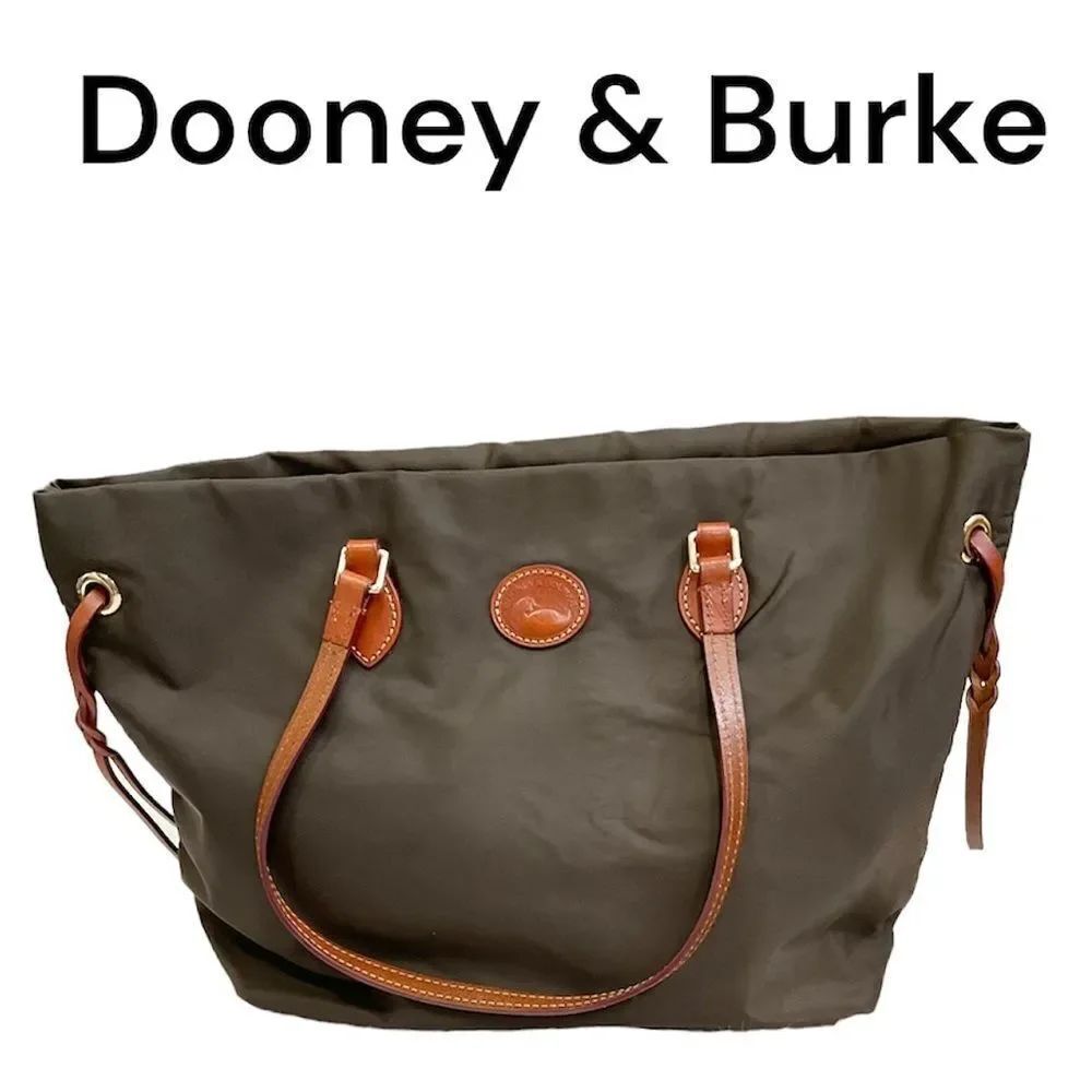 Dooney & Bourke brown nylon leather trim shopperβtote bag